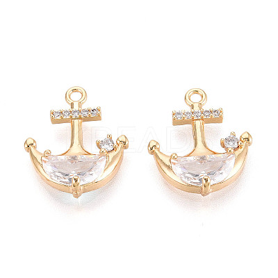 Brass Micro Pave Cubic Zirconia Pendants KK-N267-03A-G-1