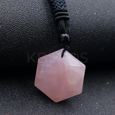 Natural Rose Quartz Pendant Necklaces PW-WG41900-05-1