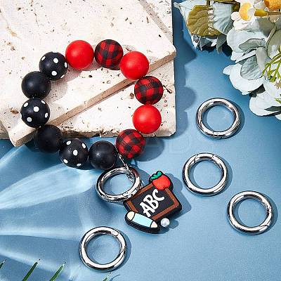 6Pcs 304 Stainless Steel Spring Gate Rings STAS-SC0008-35-1