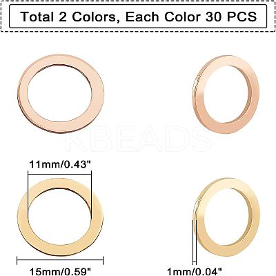 60Pcs 2 Colors PVD Vacuum Plating 304 Stainless Steel Linking Rings STAS-UN0018-37-1