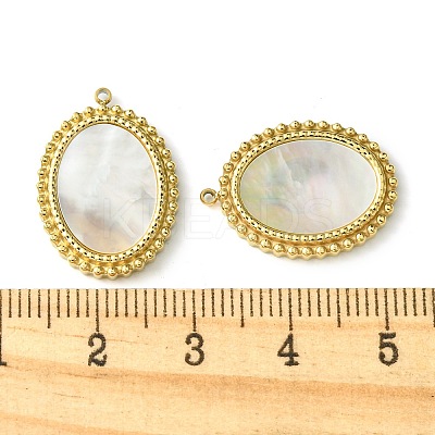 Ion Plating(IP) 304 Stainless Steel Pave Shell Pendants FIND-Z028-03G-1