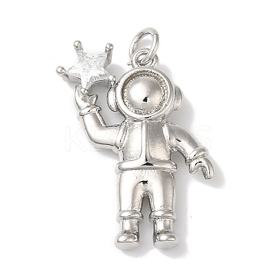 Rack Plating Brass Micro Pave Clear Cubic Zirconia Pendants KK-B092-40P-1