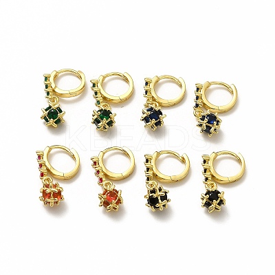 Cubic Zirconia Ball Dangle Hoop Earrings EJEW-H093-15G-1