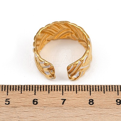 304 Stainless Steel Adjustable Enamel Cuff Rings for Women RJEW-A074-06G-1