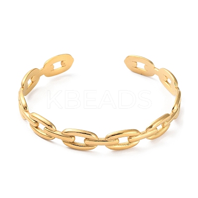 304 Stainless Steel Hollow Oval Cuff Bangles BJEW-F457-28G-1