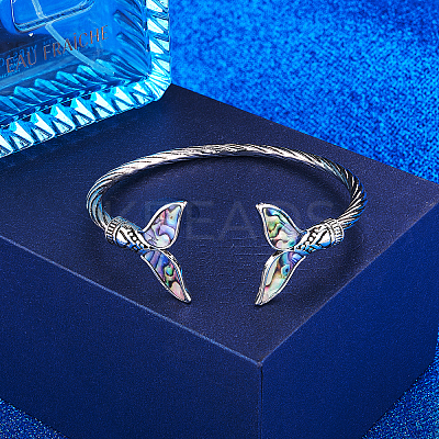 Mermaid Tail Alloy Enamel Cuff Bangle JB744A-1