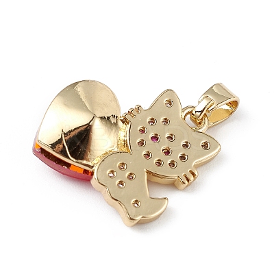 Real 18K Gold Plated Rack Plating Brass Micro Pave Cubic Zirconia Pendants KK-C015-31G-07-1