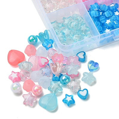 Acrylic Bead Flowers/Stars/Hearts OACR-FS0001-68-1