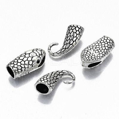 Tibetan Style Alloy Hook and Snake Head Clasps X-TIBE-N011-040AS-RS-1