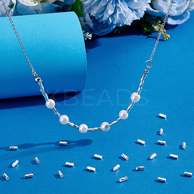 40pcs 925 Sterling Silver Tube Beads STER-PH0002-63-1