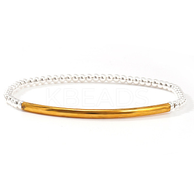 Luxury Round Brass Beads & Curved Tube Stretch Bracelets for Women CV0826-2-1