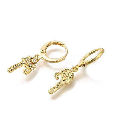 Brass Clear Cubic Zirconia Hoop Earrings EJEW-M045-01R-1