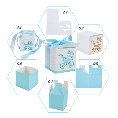 Hollow Stroller BB Car Carriage Candy Box wedding party gifts with Ribbons CON-BC0004-97D-1