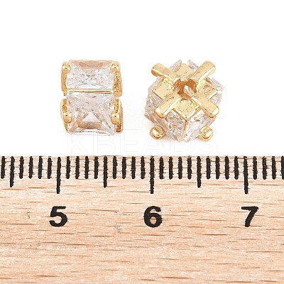 Brass Clear Cubic Zirconia Beads KK-B186-21B-G-1