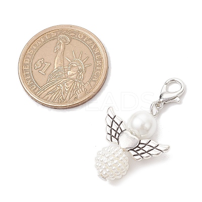 50Pcs Acrylic Imitation Pearl & Glass Pearl Angel Pendant Decorations HJEW-JM03480-06-1