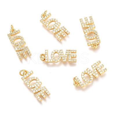 Brass Micro Pave Clear Cubic Zirconia Pendants ZIRC-O036-50G-1