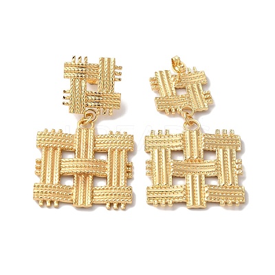 knit Textured Square Ion Plating(IP) 304 Stainless Steel Stud Earrings for Women EJEW-L287-029G-1