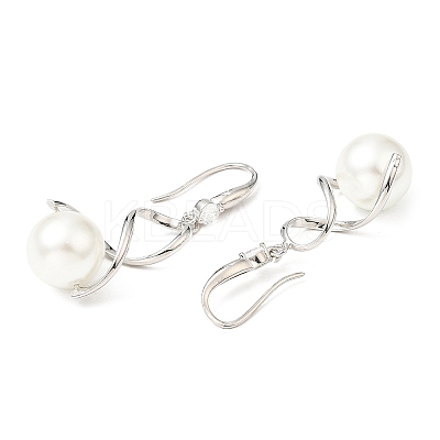 Plastic Pearl Infinity Dangle Earrings with Cubic Zirconia EJEW-Q770-03P-1