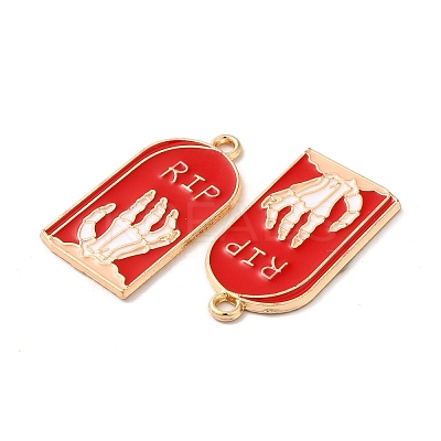 Light Gold Plated Alloy Enamel Pendants ENAM-L040-005KCG-03-1