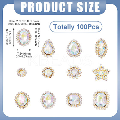 100Pcs Teardrop/Heart/Star Sew on Rhinestones FIND-TA0006-69B-1
