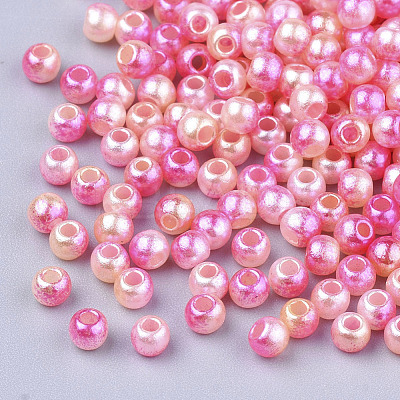 Rainbow ABS Plastic Imitation Pearl Beads OACR-Q174-12mm-04-1