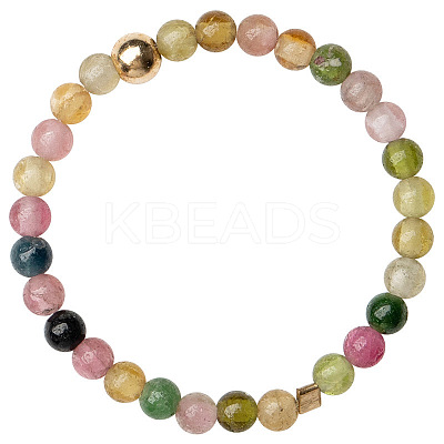 Natural Rainbow Tourmaline Round Beaded Finger Rings WGDC3AE-02-1