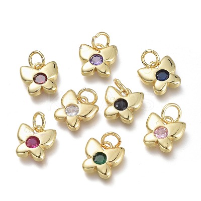 Brass Micro Pave Cubic Zirconia Pendants KK-P188-B-1
