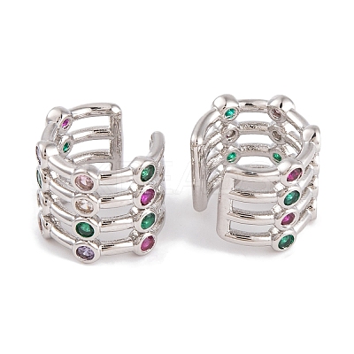 Rack Plating Brass Cubic Zirconia Ear Earrings EJEW-S219-08P-1