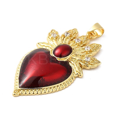 Rack Plating Brass Micro Pave Cubic Zirconia Pendants KK-P241-31G-1