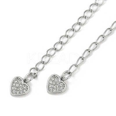 Brass Micro Pave Cubic Zirconia Ends with Chains KK-U043-03P-1