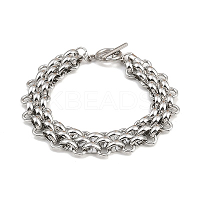 304 Stainless Steel Oval Link Chain Bracelets LS-BJEW-G759-03P-1