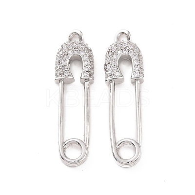 Brass Micro Pave Clear Cubic Zirconia Pendants KK-E068-VC469-1