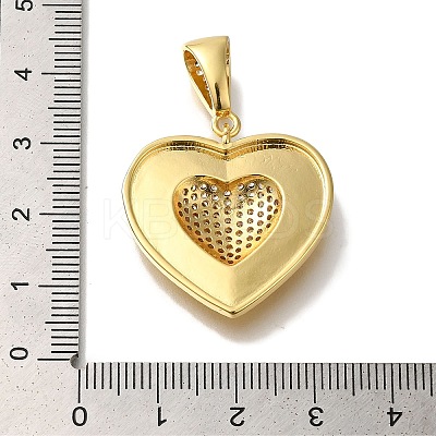 Heart Rack Plating Brass Micro Pave Clear Cubic Zirconia Pendant KK-U019-18G-02-1