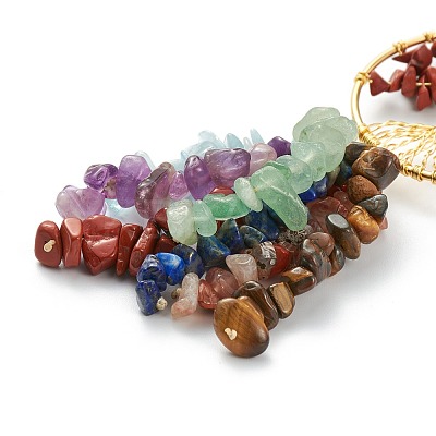 Natural Mixed Stone Car Hanging Decorations HJEW-L026-01G-1