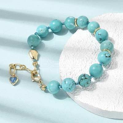 Natural Magnesite Round Beaded Bracelets for Women BJEW-A170-01G-1