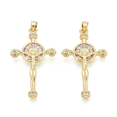 Religion Brass Micro Pave Cubic Zirconia Pendants KK-T073-47G-1
