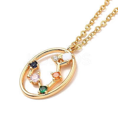Colorful Cubic Zirconia Constellation Pendant Necklace NJEW-H166-01C-1