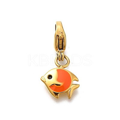 Fish 304 Stainless Steel Enamel Pendant Decorations STAS-R159-48G-03-1