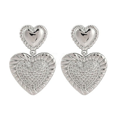 Rack Plating Brass Heart Stud Earrings for Women EJEW-D280-06P-1