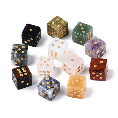 Natural Gemstone Carved Cube Dice T144-07M-1