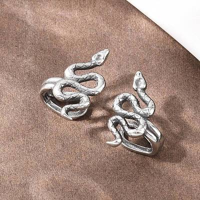 Snake 316 Stainless Steel Non- Piercing Cartilage Earrings AJEW-C044-08A-AS-1