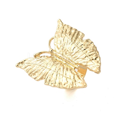 Butterfly Alloy Open Cuff Rings for Women RJEW-U006-06A-G-1
