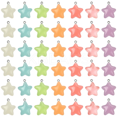 70Pcs 7 Colors Luminous Transparent Resin Pendants RESI-YW0004-47-1