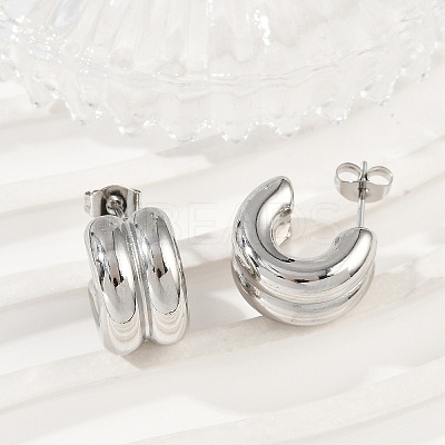 304 Stainless Steel C-Shaped Stud Earrings EJEW-S272-01P-1