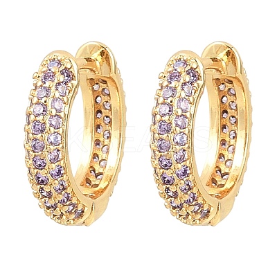 Brass Cubic Zirconia Hoop Earrings EJEW-A156-05G-1