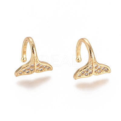 Golden Plated Brass Micro Pave Cubic Zirconia Cuff Earrings EJEW-L244-40G-1