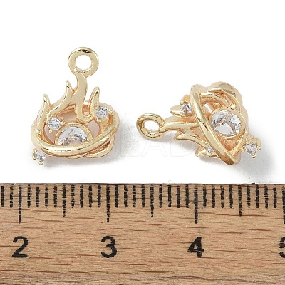 Brass Micro Pave Clear Cubic Zirconia Pendants KK-H482-08G-1