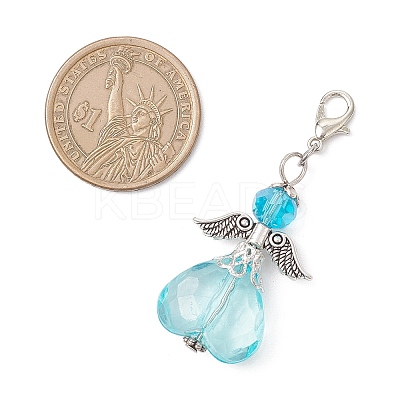 5Pcs Heart Angel Glass & Acrylic Pendant Decorations HJEW-JM03755-1
