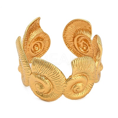 Conch 304 Stainless Steel Cuff Bangles for Women BJEW-A150-02G-1