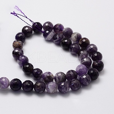 Faceted Round Natural Chevron Amethyst Bead Strands LS-G-L437-22-10mm-1